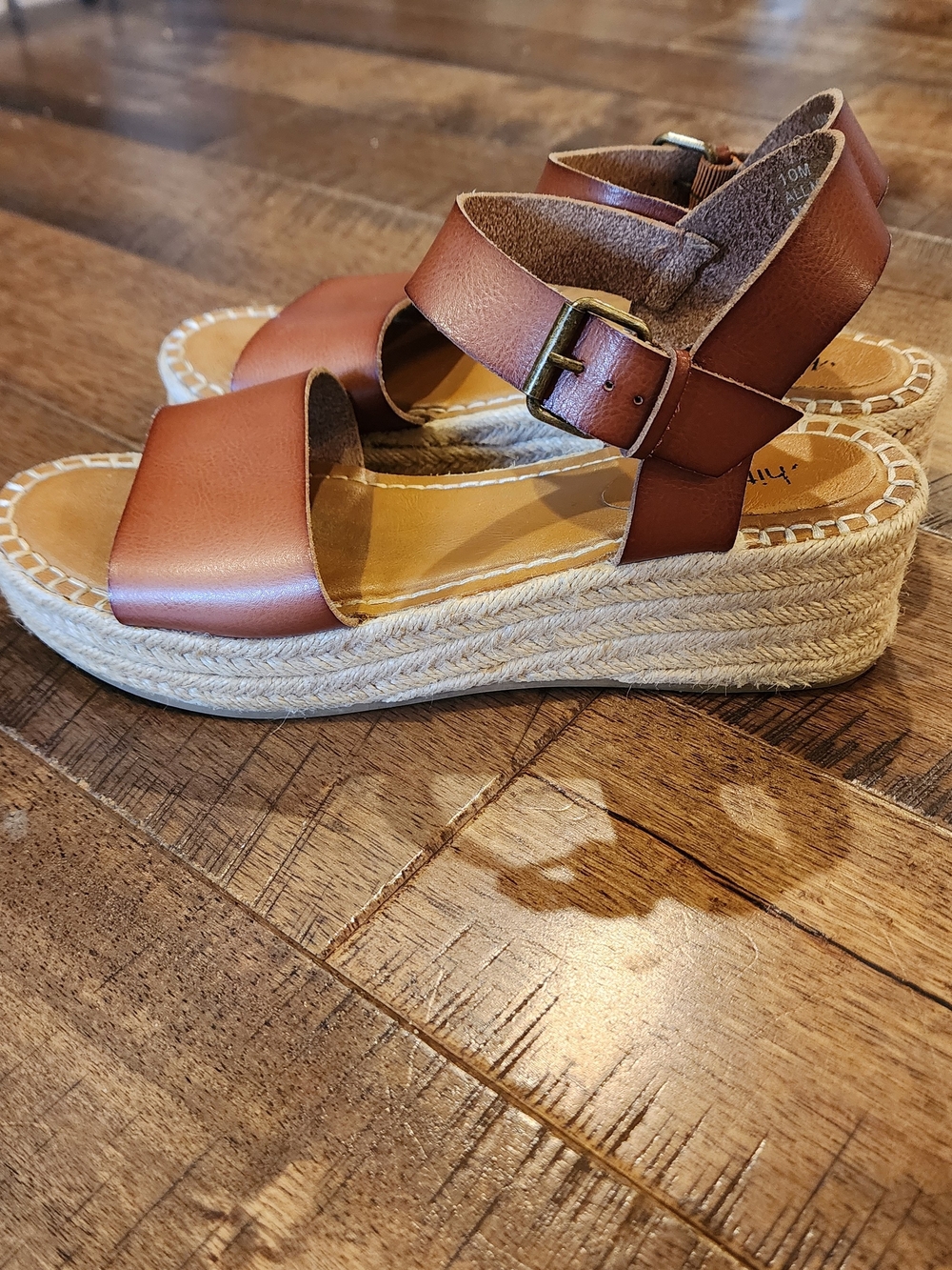 White Mountain Brown Espadrille Platform Sandals with Ankle Strap